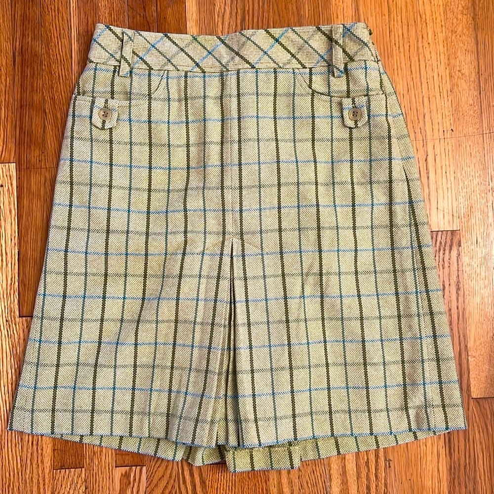 Ann Taylor Loft pleated plaid skirt